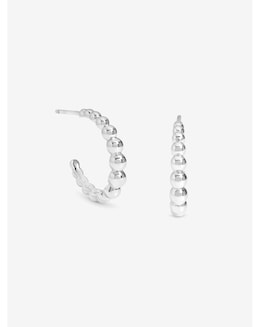 Simply Silver Sterling Silver 925 Polished Textured Orb Hoop Earrings