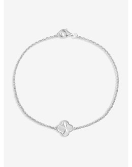 Simply Silver Sterling Silver 925 Polished Diamond Cut Clover Bracelet