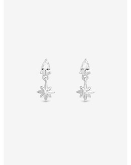 Simply Silver Sterling Silver 925 Cubic Zirconia Celestial Mini Drop Earrings