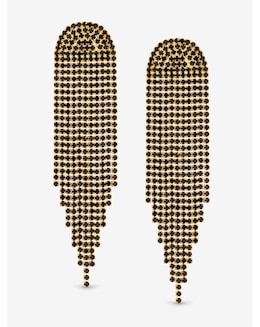 Mood Gold &amp; Jet Crystal Tassel Statement Drop Earrings