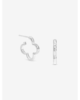 Simply Silver Sterling Silver 925 Polished Clover Hoop Earrings