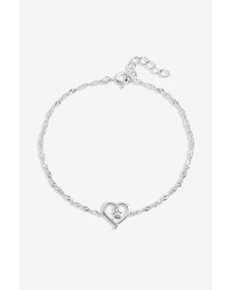 Simply Silver Sterling Silver 925 Polished Paw print Bracelet