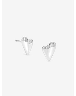 Simply Silver Sterling Silver 925 Polished Nugget Heart Stud Earrings