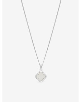 Simply Silver Sterling Silver 925 Cubic Zirconia, Mother of Pearl Clover Pendant
