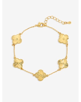 Jon Richard 14K Gold Plated Diamond Cut Clover Bracelet