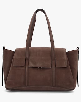 Radley Large The Chancery Flapover Coffee Suede Shoulder Bag