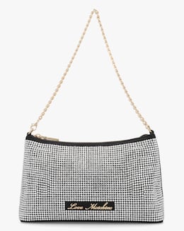 Love Moschino Diamante Overlay Black &amp; Silver Shoulder Bag