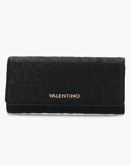 Valentino Bags Pansy Debossed Logo Black Wallet