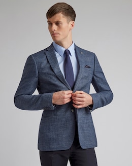 Ted Baker Slim Fit Linen Blend Check Jacket Reg