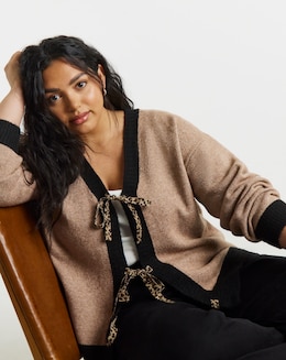 Lovedrobe Animal Print Bow Cardigan