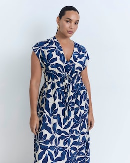 Mango Sleeveless V Neck Midi Dress