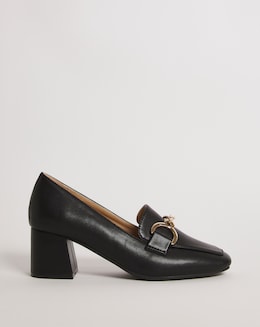 Flexible Block Heel Loafer with Trim - Wide Fit (E)