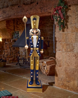 Three Kings InLit Giant Nutcracker Navy &amp; Gold 1.2m