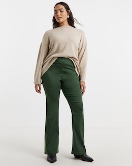Khaki Flare Leg Jegging