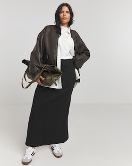 Black Tailored Maxi Skirt