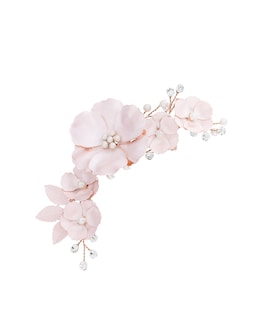 Jon Richard Rose Gold Plated Mabel Pink Flower And Pearl Clip