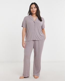 Modal Rib Button Through Pyjama Set