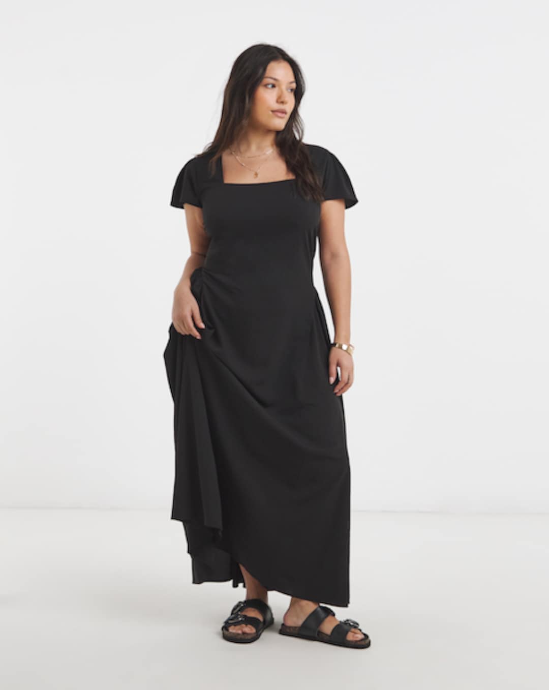 green emerald velvet dress AFWGracella timeless classic wedding dress main image 1