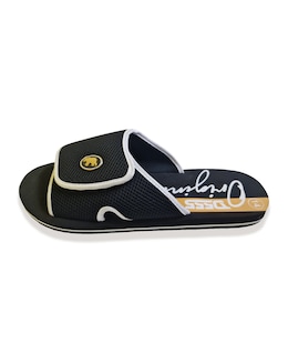 D555 Big &amp; Tall Drake-2 Slider with Velcro Fastening - Black