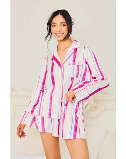 Jim Jam The Label Stripe Satin Short Pyjama Set