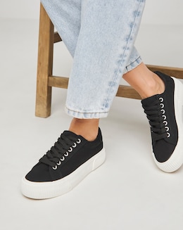 Sicilly Canvas Trainers Chunky Ribbed Sole - Extra Wide Fit (EEE)