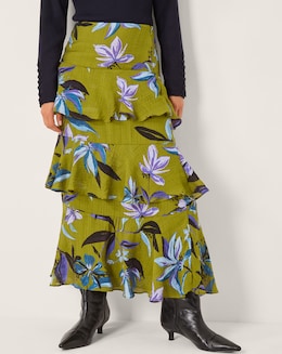 Monsoon Sonya Floral Frill Midi Skirt