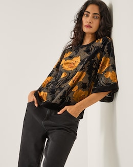 Monsoon Reese Devore Polka Dot Top