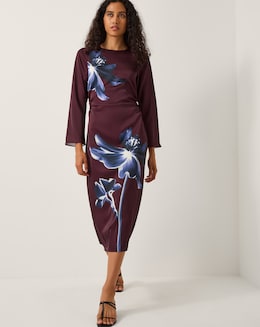 Monsoon Polly Floral Print Midi Dress