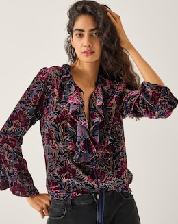Monsoon Milena Devore Ruffle Blouse
