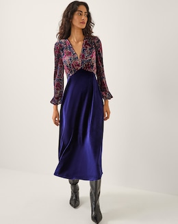 Monsoon Milena Floral Velvet Midi Dress