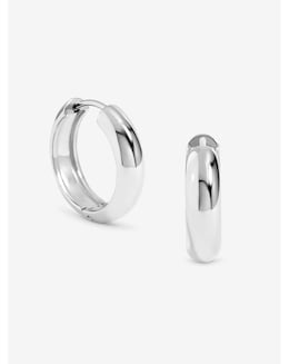 Jon Richard Sterling Silver Plated Stainless Steel Small Flat Surface Hoops