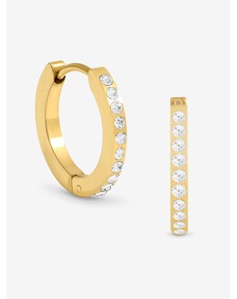 Jon Richard Gold Plated Stainless Steel Crystal And Polished Huggie Hoops