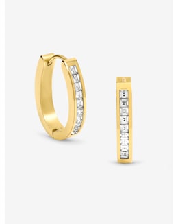 Jon Richard Gold Plated Stainless Steel Crystal And Polished Hoop Earrings