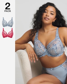 Pretty Secrets 2 Pack Ella Lace Full Cup Wired Bras B-J