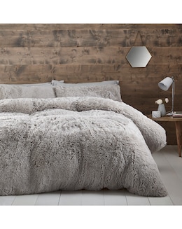 Catherine Lansfield Cuddly Duvet Set Silver