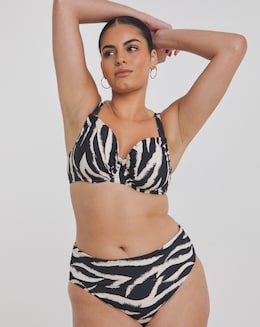 Fold Top Zebra Print Classic Bikini Brief