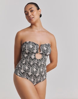 Trim Detail Bandeau Swimsuit With Detachable Straps
