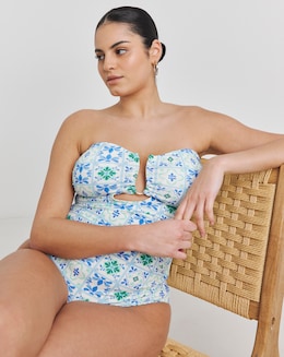 Trim Detail Bandeau Swimsuit With Detachable Straps