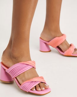 Milan Pleated Twist Strap Heeled Sandals - Wide Fit (E)