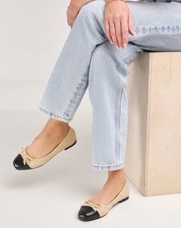 Paris Quilted Toe Cap Ballerina - Extra Wide Fit (EEE)