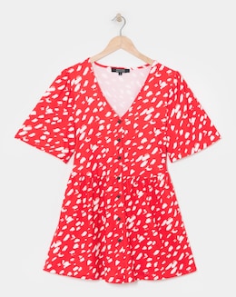 Angel Sleeve Button Front Longline Top