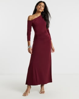 Flounce London Jersey Asymetric Ruched Midaxi Dress