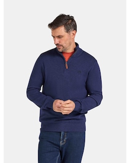 Raging Bull Classic Quarter Zip Cotton/Cashmere Knit Navy