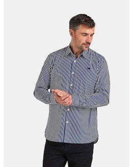 Raging Bull L/S Classic Poplin Stripe Shirt  Navy