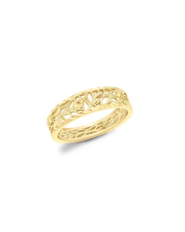 9 Carat Gold Diamond Cut Leaves Ring