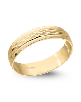 9 Carat Gold Modern Design Diamond Cut D Shape 4mm Wedding Band