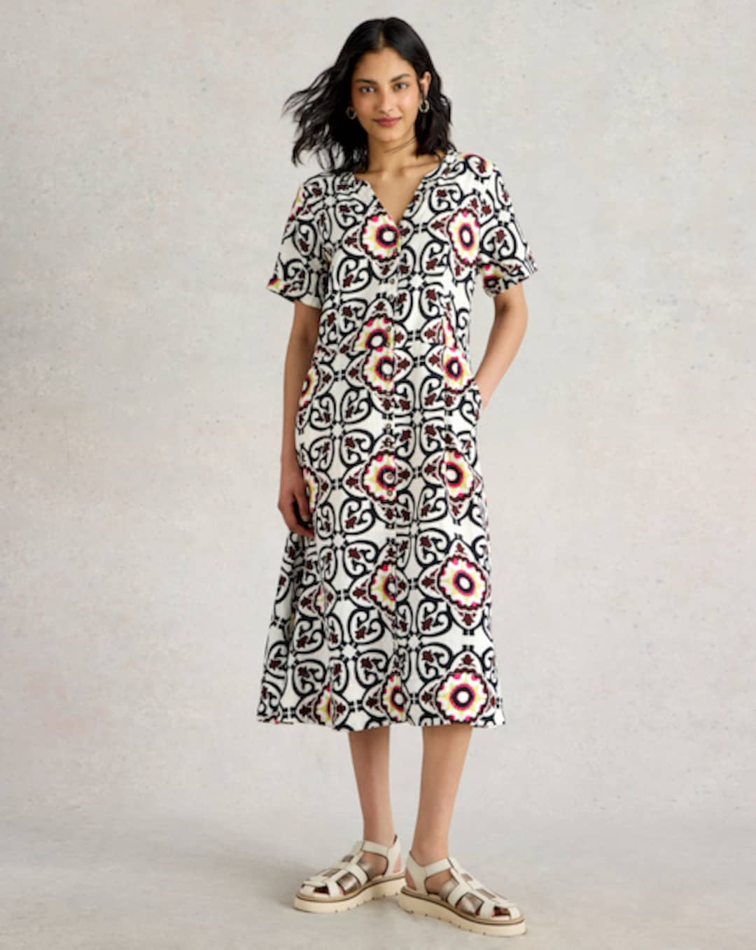 Ted Baker Tealan Linen Floral Mini Dress | Fashion World Ted Baker Tealan Linen Floral Mini Dress | Fashion World