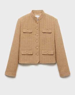 Mango Tweed Jacket with Stand Up Collar