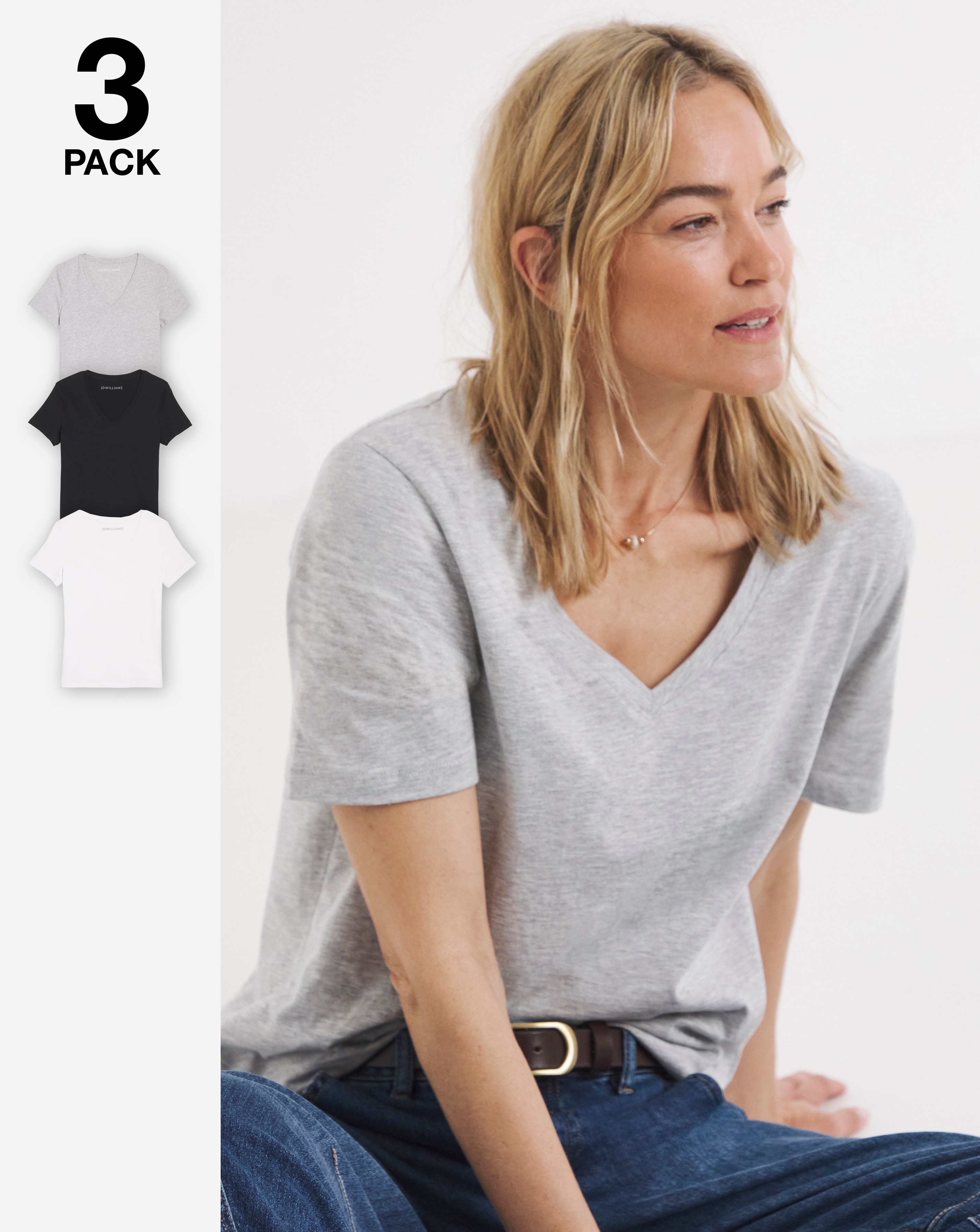3 Pack V Neck Short Sleeve T-Shirt