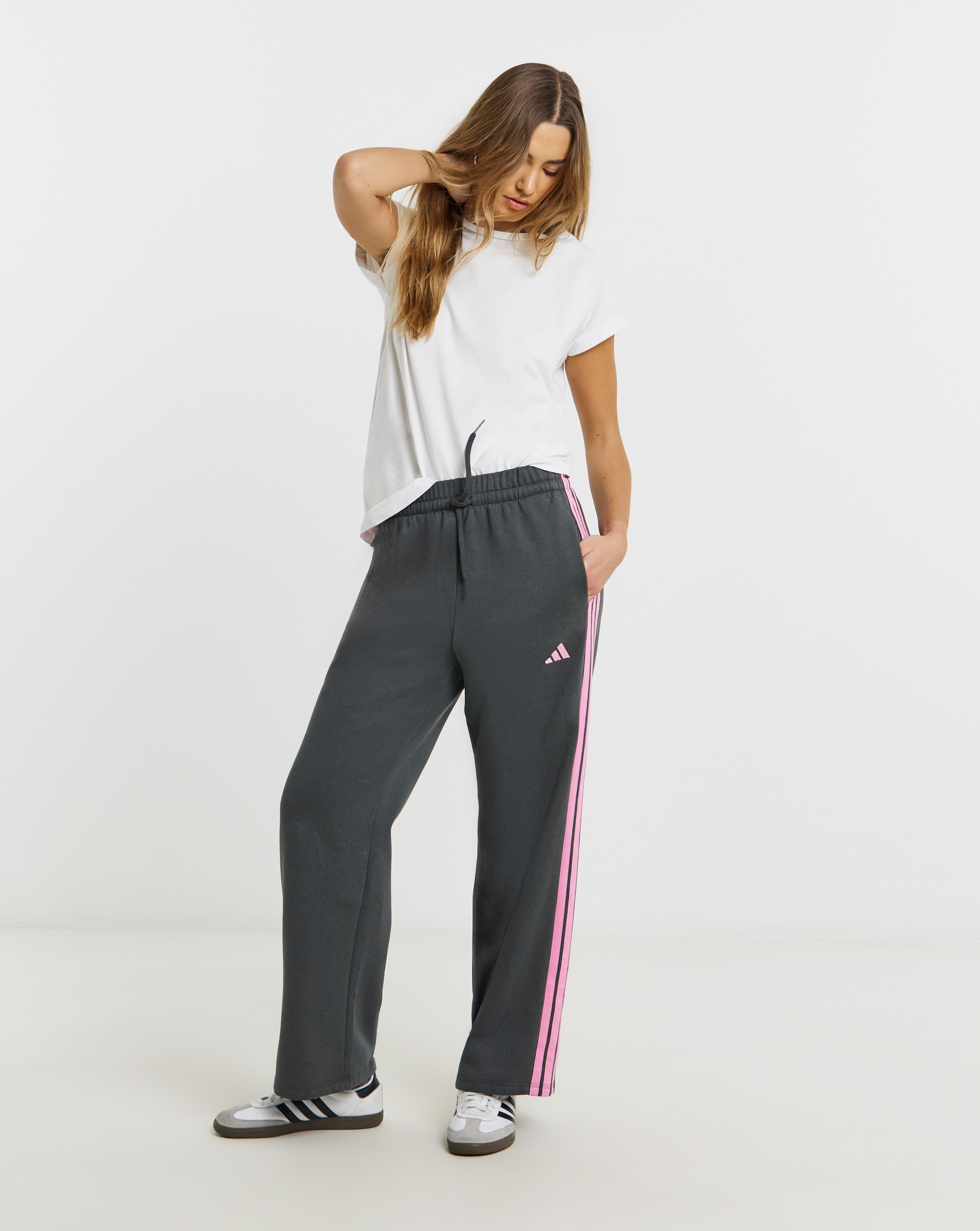 adidas 3 Stripes Wide Leg Joggers